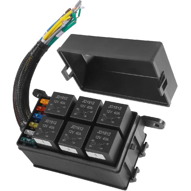 Fuse Box,12V Relay Box,Car Accessories Fuse and Relay Box,6 Way Automotive Relay Box,Waterproof Relay Box with 6 Relays and 12 Way ATC/ATO Fuses