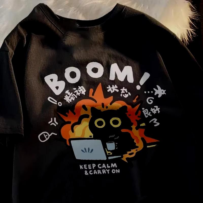 Kawaii Good Mental State Streetwear T Shirt Funny Casual Tee Men Cotton Oversized Harajuku Summer Top Loose Vintage Short Sleeve
