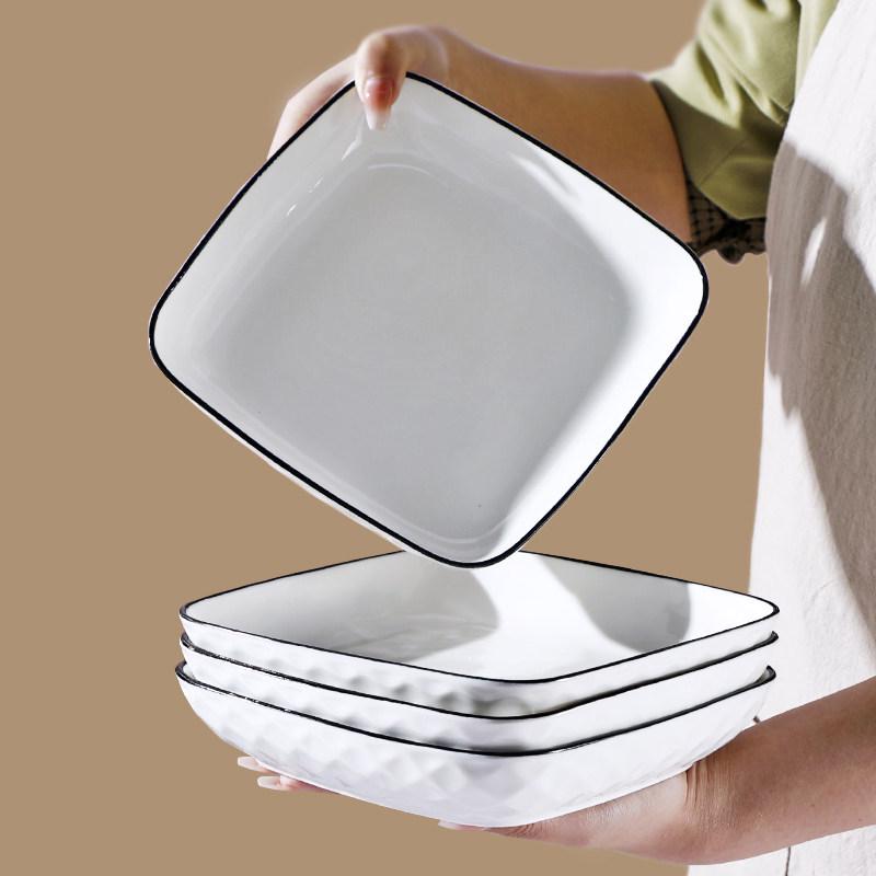 Nordic Style Creative 6-Piece Square Ceramic Plates - Microwave Safe Dinnerware Set