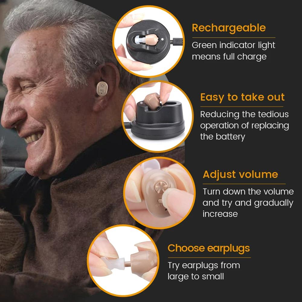 Hearing Aid Rechargeable Hearing Device ITE Ear Hearing Aids for The Elderly Audifonos Sound Amplifier for Deafness