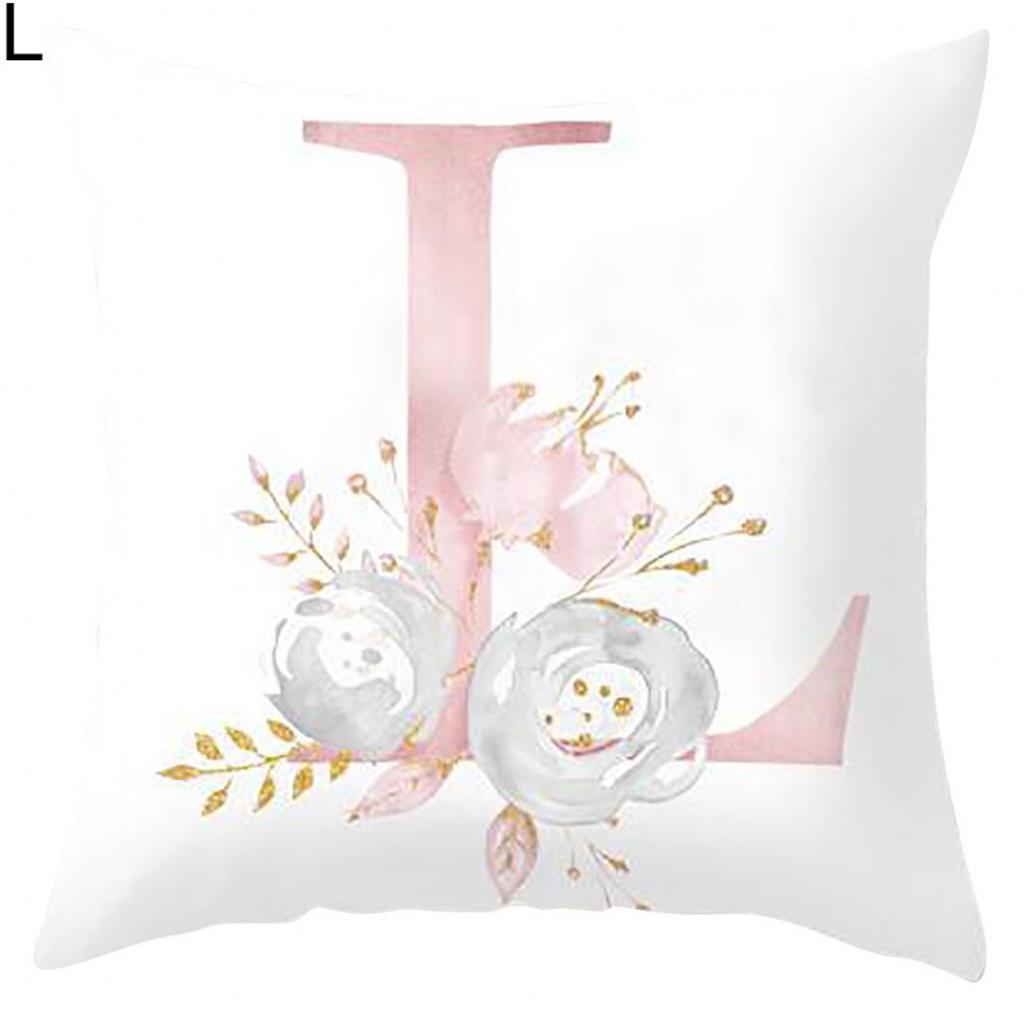 Orion English Alphabet Floral Print Pillow Case Waist Cushion Cover Wedding Bed Decor