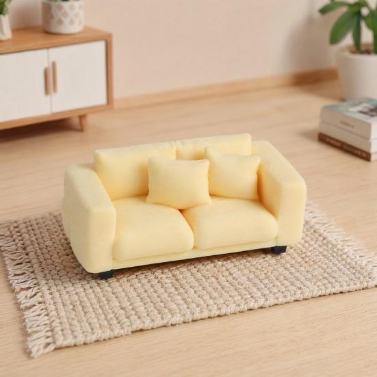 Miniature Couch Tiny Miniature Realistic Couch for 2-Seater Couch Furniture Mini Loveseat