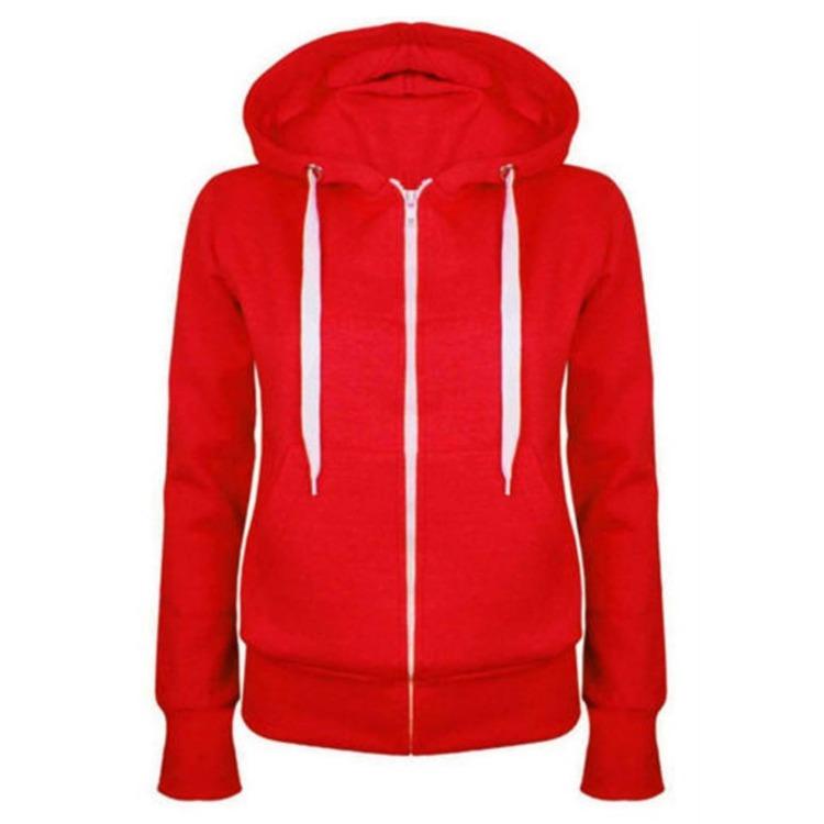 Women Casual Long Sleeve Hooded Zipper Sweatshirt Jacket With Pocket