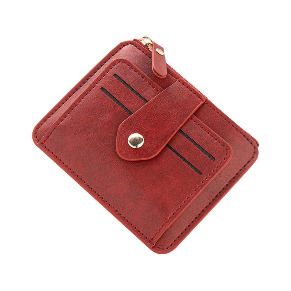 Simple PU Leather Women's Card Bag Zipper Large Capacity Men's Wallet Business Card Holder for Male And Female