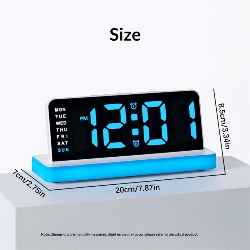 Night Light Digital Alarm Clock Electric Desk Clock with Snooze Date Loud Alarm Day of Week for Living Room Bedroom
