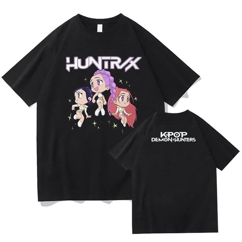 Trend Loose Tops Unisex Street Hip Hop Fashion Casual T-Shirt Anime K-Pop Demon Hunters Tees Harajuku O-neck Casual Shirt Gift