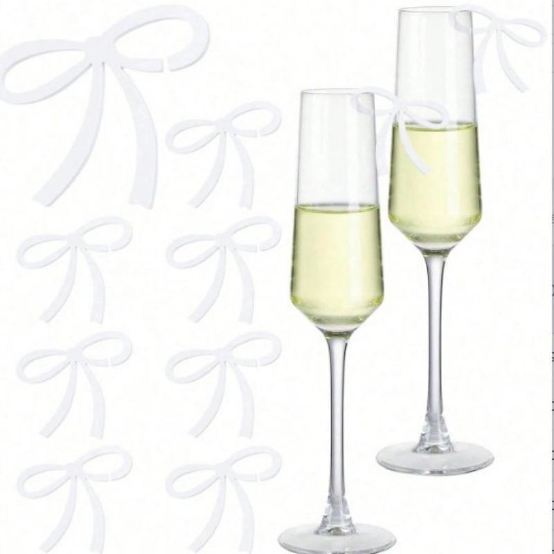 10PCS Acrylic Bow Drink Glass Label Decoration Suitable for Birthday Weddings Bar Party Decoration
