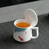 Tazza da tè in ceramica giada grasso di montone di lusso con coperchio - Tazza in porcellana bianca di Dehua per uso personale o in ufficio