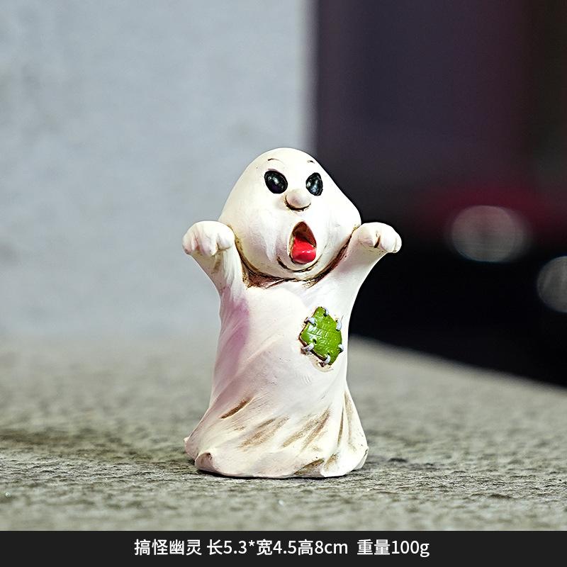 

Хэллоуинский демон дерева дом с привидениями кресло-качалка милое украшение ручной работы настольное украшение призрак человек в черной машине смоляное украшение