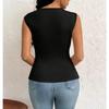 Women's Elegant Style T-shirt Spring and Summer New Slope Collar Slim Short Solid Color Top