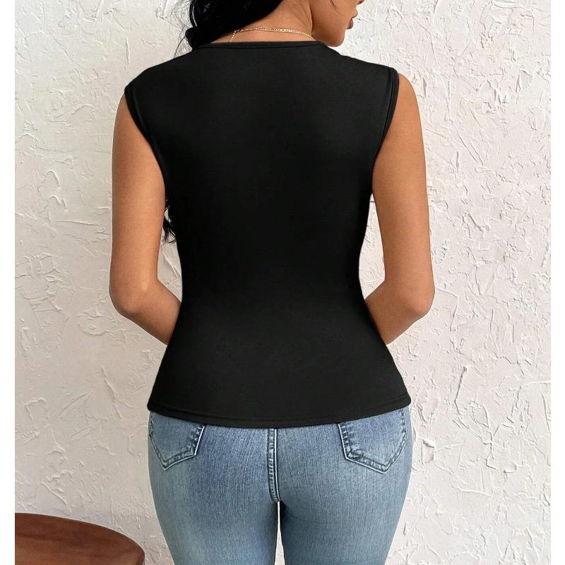 Women's Elegant Style T-shirt Spring and Summer New Slope Collar Slim Short Solid Color Top