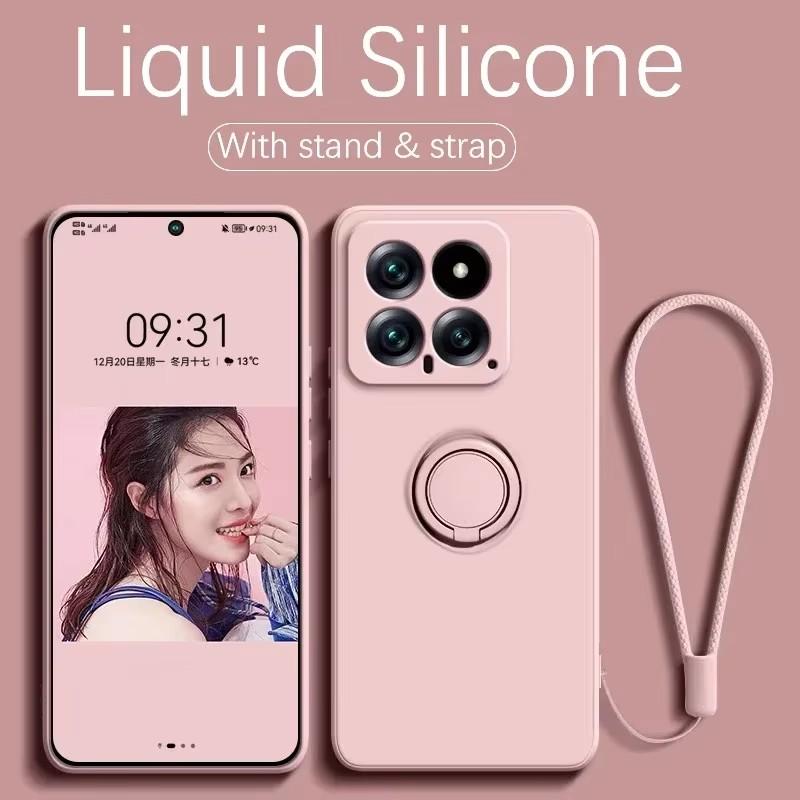 Luxury Liquid Silicone Magnetic Holder Stand Phone Case For XiaoMi 13T 14T 15 Redmi 13C 4G Note 12 13 14 Pro Plus 5G Back Cover