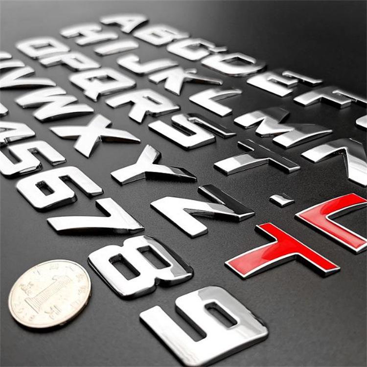3D Metall Autoemblem für Kursivschrift und Zahlenaufkleber