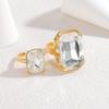 18K Gold Geometric Zircon Square Ring - Fashionable Stainless Steel Jewelry for Women