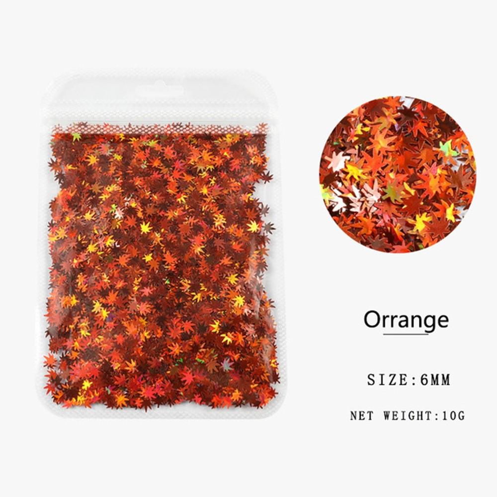 Seven-Color Iridescent Maple Leaf Nail Art Thin Laser Glitter Stickers 3g