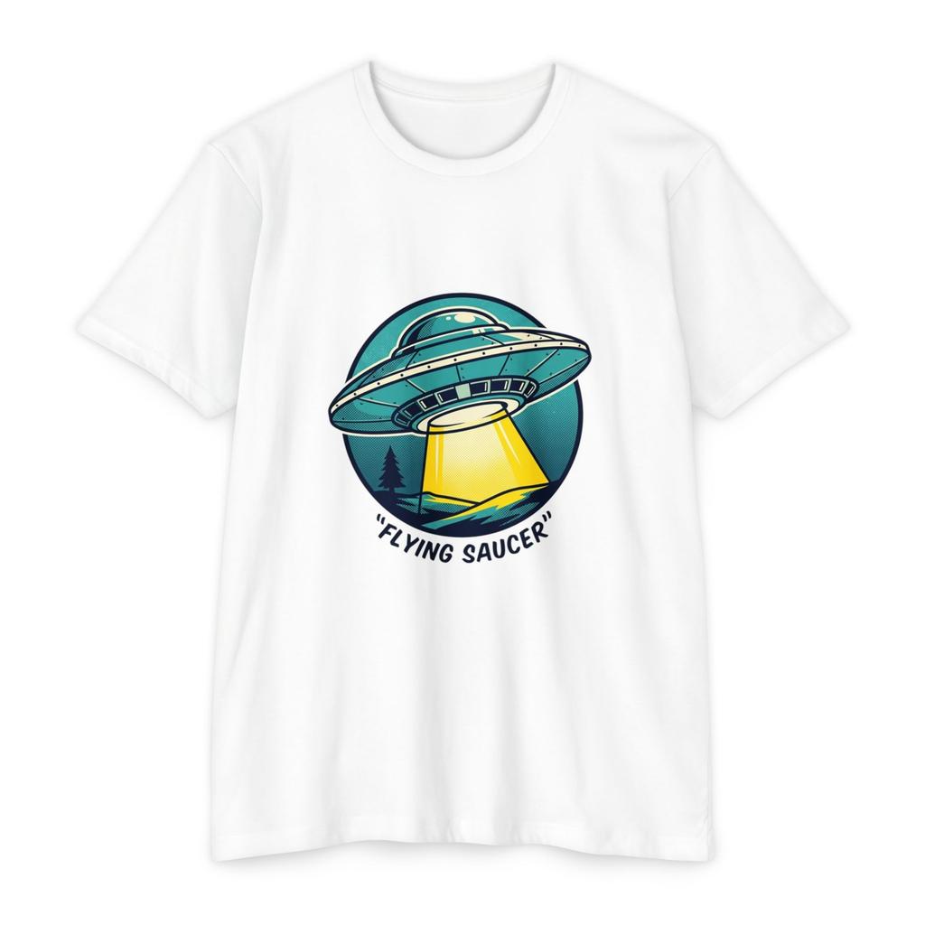 Flying Saucer UFO illustration T-Shirt | Alien Abduction Graphic