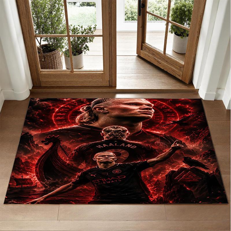 Erling Haaland Design Crystal Velvet Rug Soft Decorative Mat for Bedroom Entrance