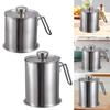 Grease Can with Strainer with Dustproof Lid Kitchen Oil Container Can 304 Stainless Steel Easy Grip Handle Kitchen Oil Keeper