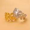 CARLIDANA High End Exaggerated Big Flower Hollow Out Leaf Open Wide Bangle Stainless Steel Non Tarnish Cuff Bracelet Women