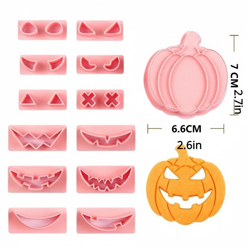 13pcs Halloween Pumpkin Biscuit Cutting Molds, Plastic Pastry Cutters, Pumpkin Biscuit Molds With,kitchen Small Tools