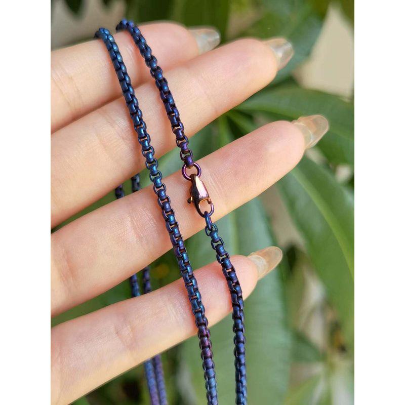 Square Beads Box Chain Pure Titanium 3/4mm Ornament Hip Hop Couple Necklace Necklace Stylish Fashion Men Trendy Amulet