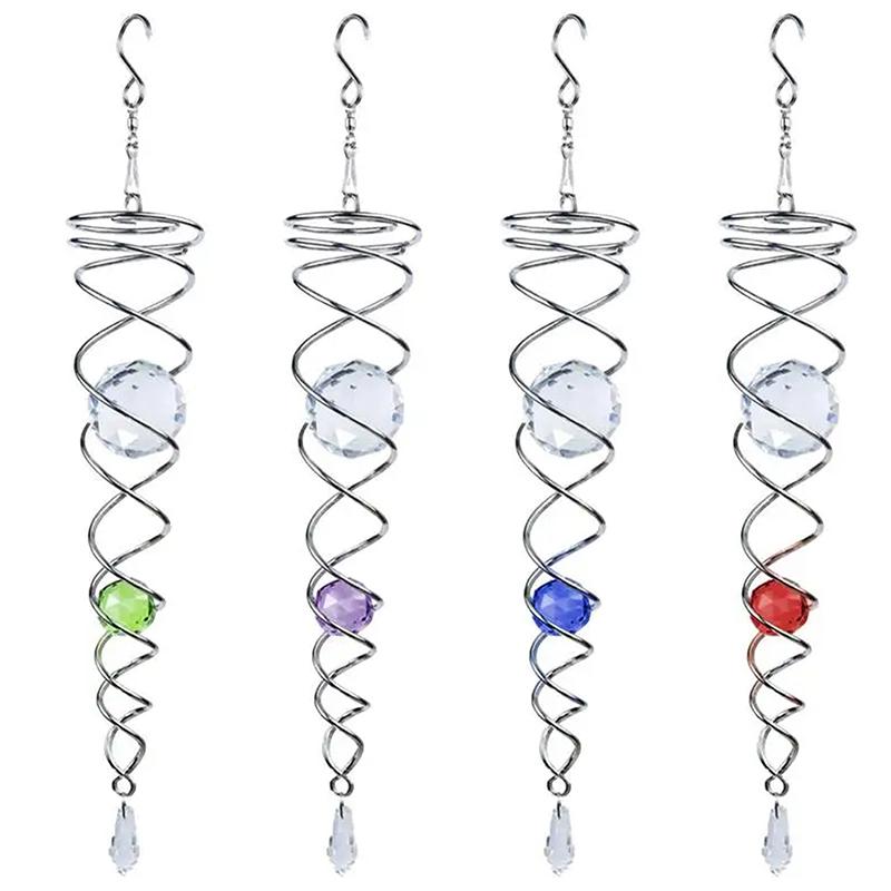 לוכד שמש רוח ספינר דקורטיבי ספירלה ספירלת רוח ספינר התבוננות בכדור ספירלה זנב רוח ספינר מייצב גבישים תלויים