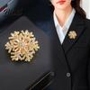 Women Fashion Accessory Rotating Snowflake Brooch Rhinestone Lapel Pin Decorative