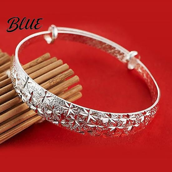 Women Copper Cuff Jewelry Bracelet Adjustable Size Star Pattern Design