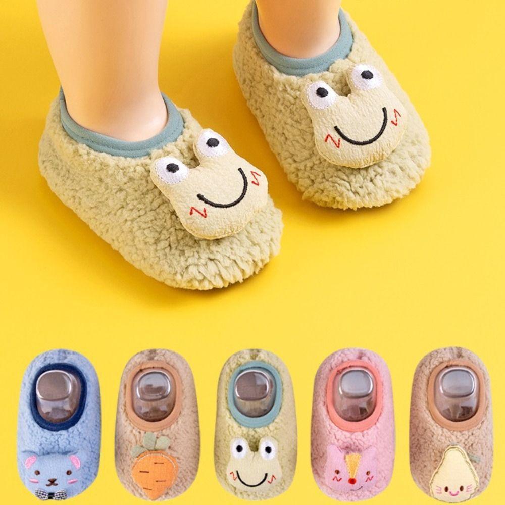 Cartoon Baby Socks Shoes Anti-slip Toddler Plush Floor Socks Cute Baby Walker Shoes Autumn Winter