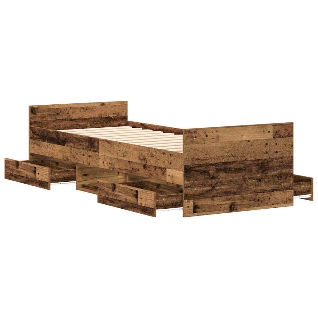 Rama Łóżka Bez Materaca Stare Drewno 100X200Cm Drewno Klejone