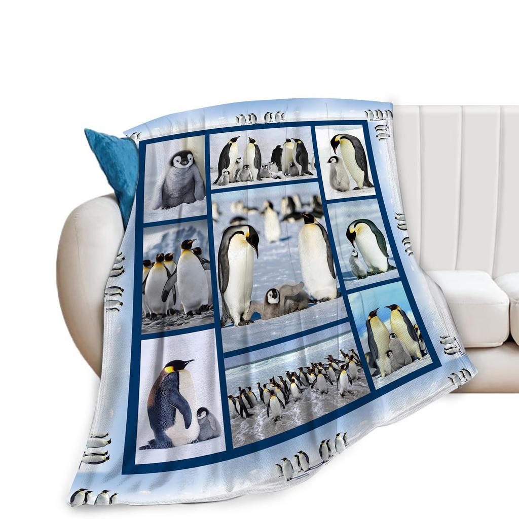 Penguin Blanket Soft Plush Blanket Lightweight Digitally Printed Flannel Blanket For Sofa Bed