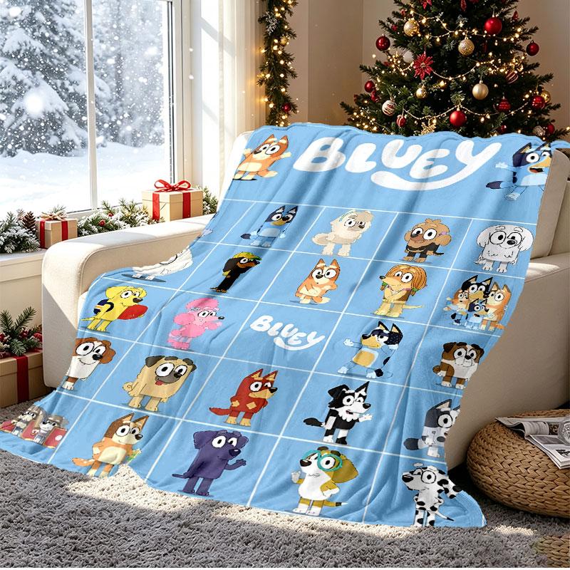 Bluey Pattern Blanket for Home Decoration, Bed, Sofa, Car Travel, Camping, Suitable for All Seasons, Birthday Christmas Gift