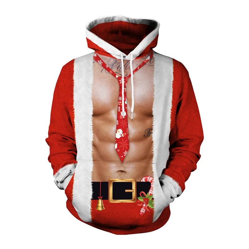 Christmas Tree Xmas Santa Snowman Hoodie Men Autumn Winter 3D Print Long Sleeve Pullover Streetwear Clothing Tops High-quality