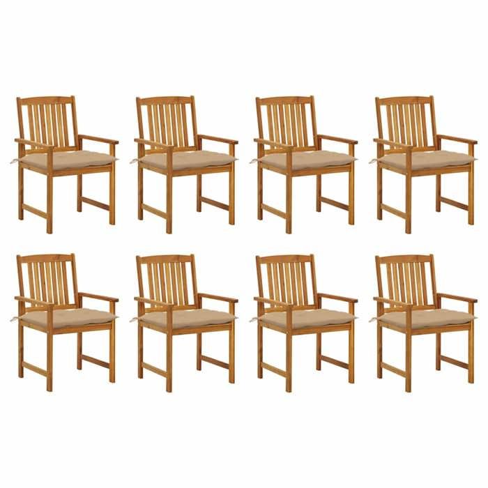 Maison Exclusive - Garden Chairs with Cushions, Set of 8, Solid Acacia Wood