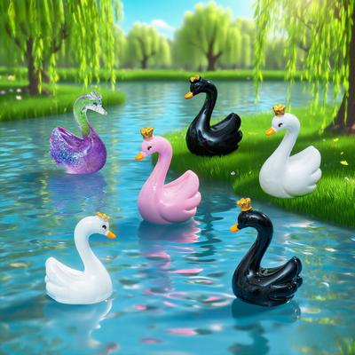 24 Pcs Mini Swan Figurine Miniature Resin Animal Ornaments for Fairy Garden Moss Landscape DIY Terrarium Crafts