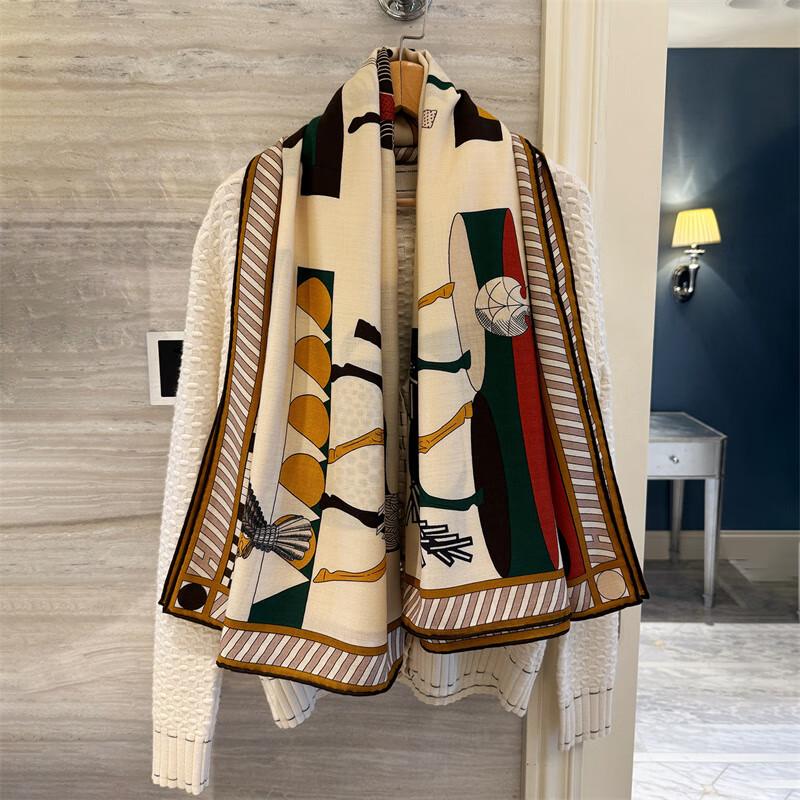 NINA SOLOR Silk-Wool Horse Print Scarf