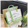 Trendy Contrast Color Morris Ribbon Large-Capacity Commuter Tote Bag