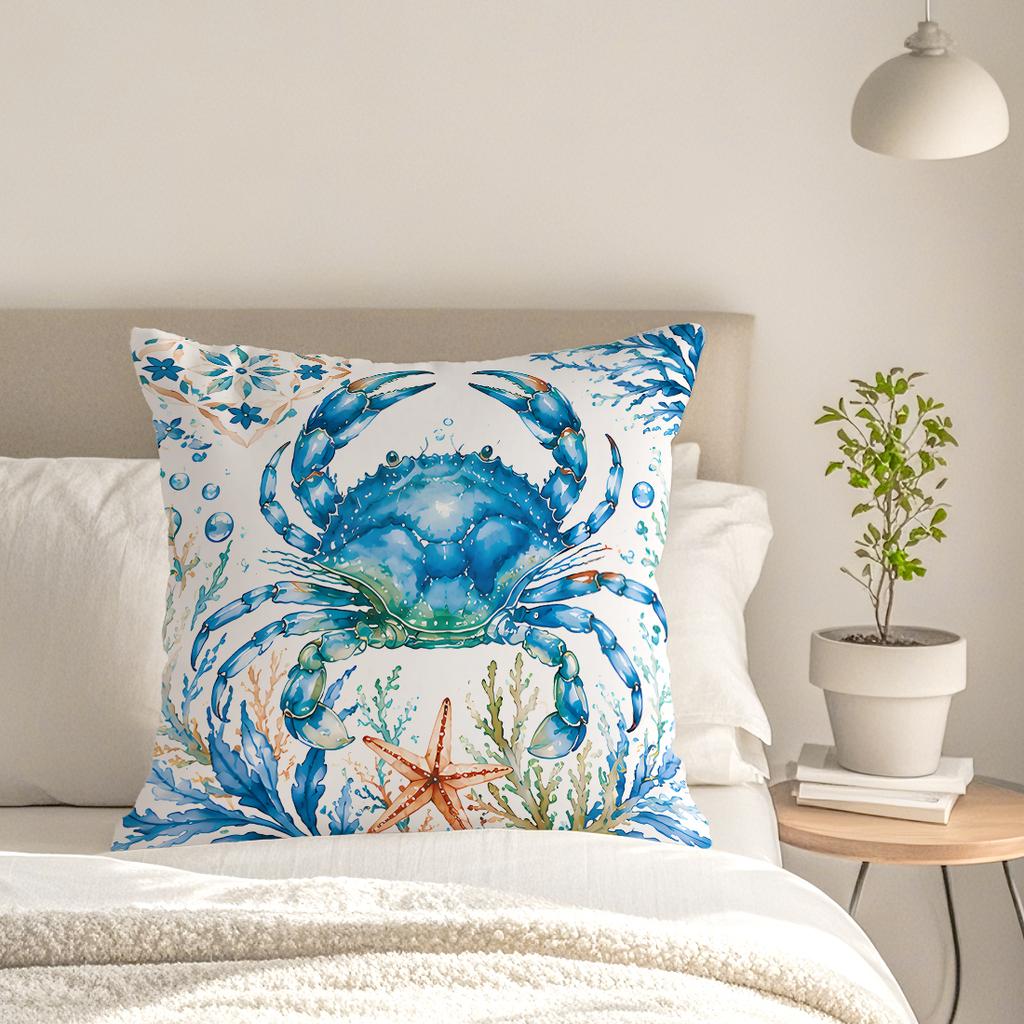 1pcs Blues Sea Life Pattern Cushions Pillowcase Polyester Cushion Cover Throw Pillow Pillowcover Home Car Sofa Decor