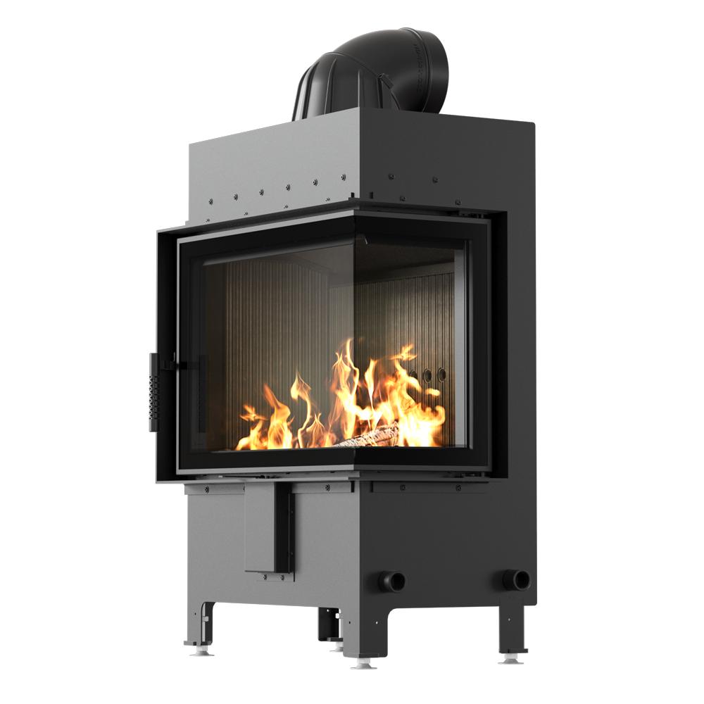 Steel fireplace KRATKI LUCY right 12 kW Ø 200 black thermotec
