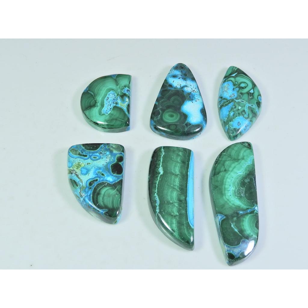 18X25-16X43MM Naturalny Chrysokola Malachit Fantazyjny Kaboszon Kamień Szlachetny 6 Sztuk Partia C-157