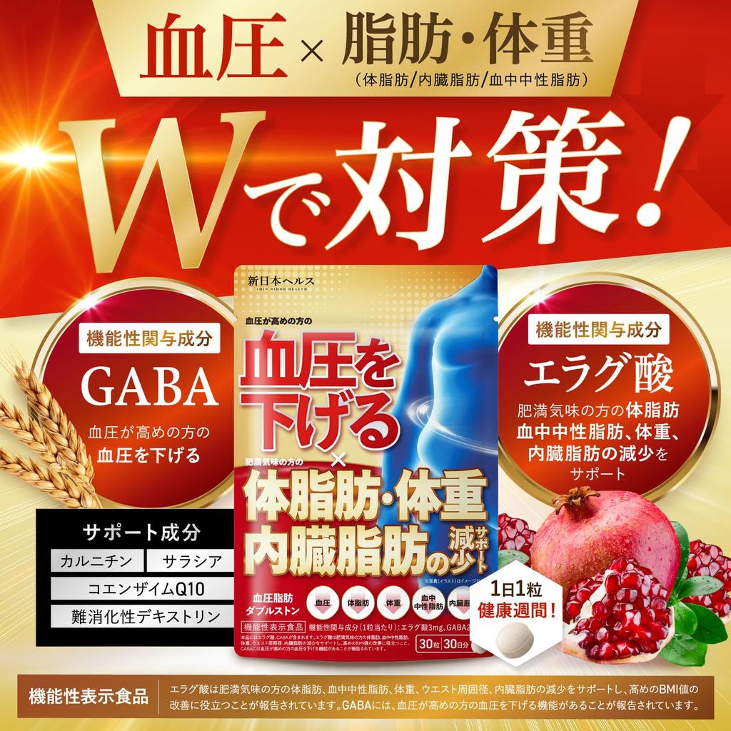 [Doctor Supervised] Blood Pressure Fat Double Stone: A Supplement To Lower Blood Pressure, Reduce Body Fat, Weight, and Visceral Fat. Contains 3mg