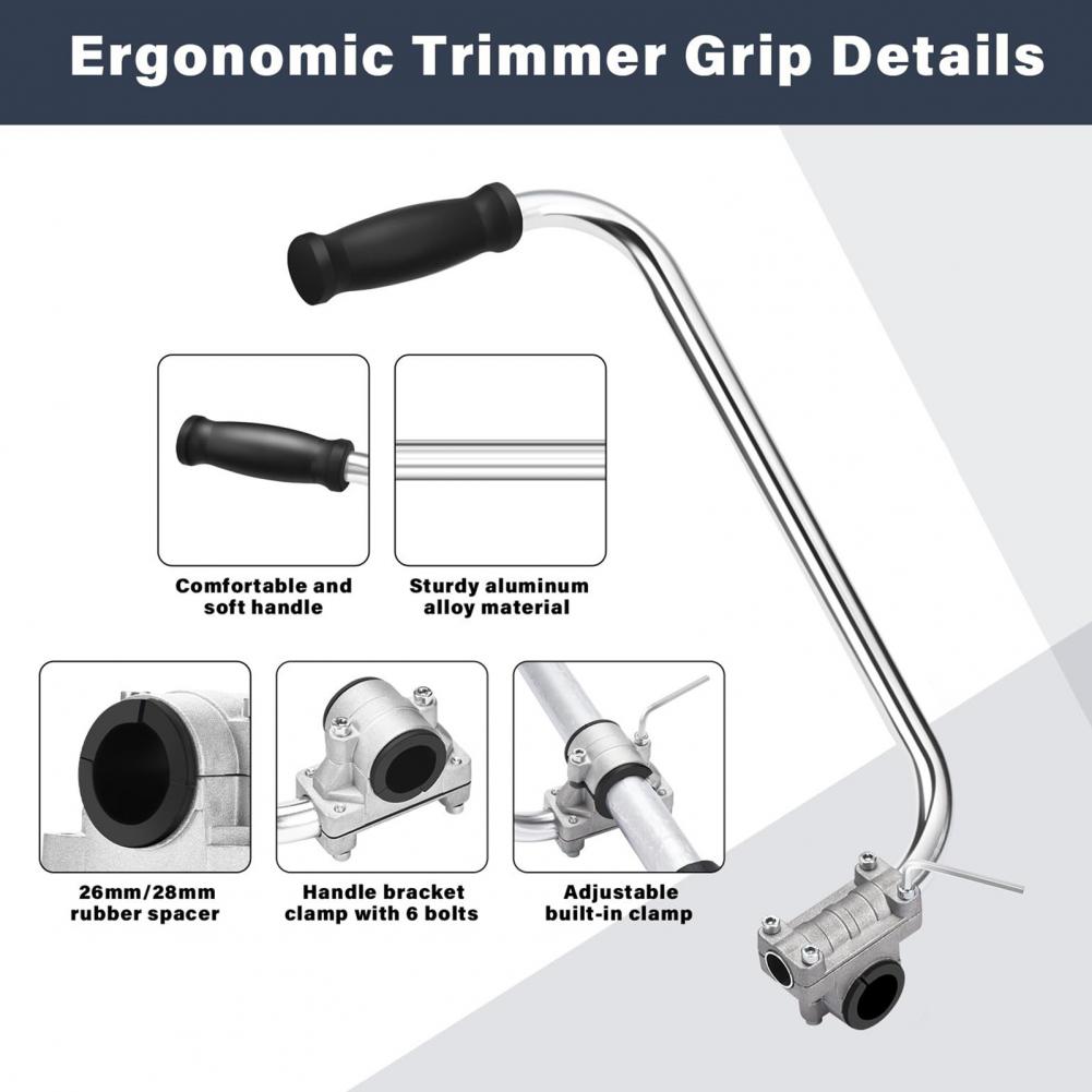Ergonomic Lawn Trimmer Handle Grip with Bracket Clamp String Trimmers Weed Eater Handle Extension for Comfortable Lawn Care