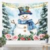 Jejeloiu Pink Christmas Tapestry Small  Kids Snowy Xmas Landscape Wall Art Winter Scene Wall Hanging Blanket Microfiber