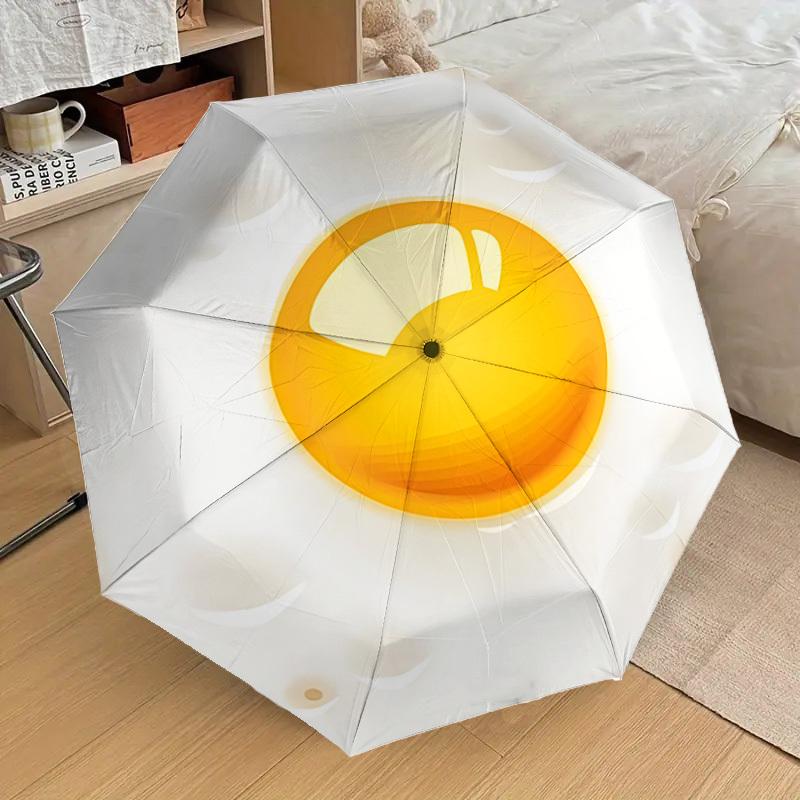 1PC Fried Egg Automatic Open/Close Umbrella with Windproof, 8-Rib Sturdy Canopy, Durable Ribs, Fashionable Design1283A