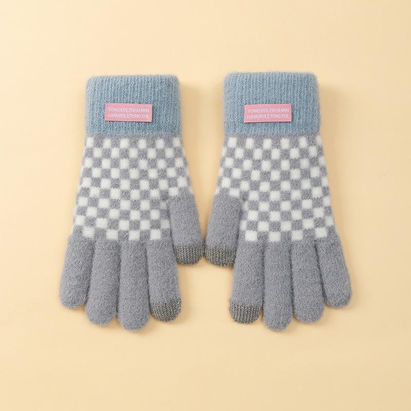 

Winter Women s Windproof Wool Knit Touchscreen Gloves for Outdoor Sports and Cycling серый