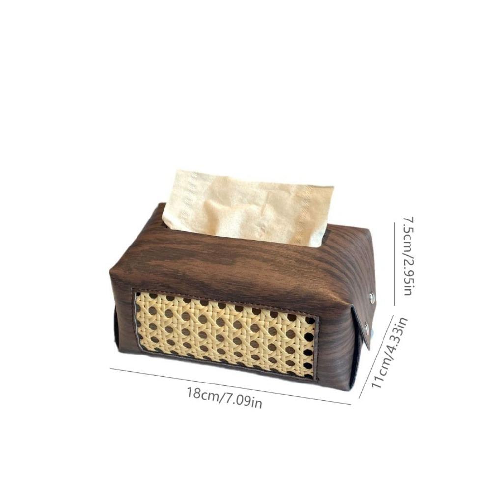 Vine Woven Tissue Box Aesthetic Tissue Case Living Room Coffee Table Napkin Holder Antique Wood Grain Tissue Box Holder