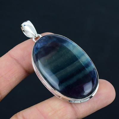 Prívesok z drahokamov s prírodným fluoritom, 925 Sterling Silver, Prívesok, Ručne vyrábaný strieborný Prívesok Šperky na darček, Veľkonočný darček