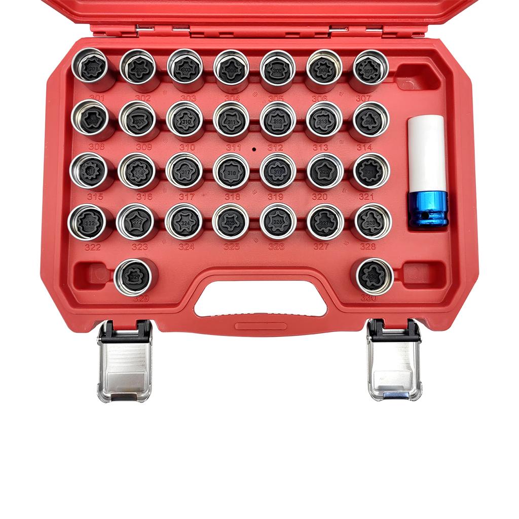 31Pcs Security Master Locking Wheel Nut Key Anti-theft Screw Socket Wrench Tool Kit Replacement for Mercedes Benz