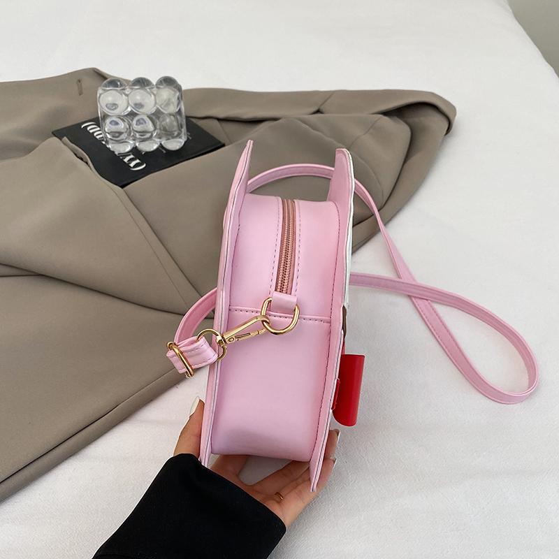 Fashion Creative Girls Ice Cream Purse Cute Bow Cartoon Strawberry Crossbody Bags Ladies Stylish PU Small Side Shoulder Bag