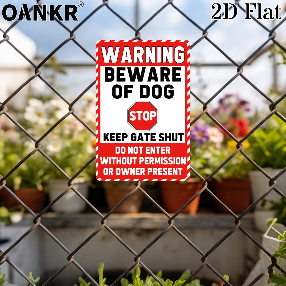 Marked Beware Of Dog Stop Keep Gate Shut Metal Tin Sign Vintage Warning Poster Metal Signs for Man Cave Garage Farm Garden Home
